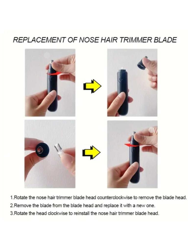 Electric Nose And Ear Hair Trimmer With Stainless Steel Doubled Winged Blade Painless Portable Battery-Operated Hair Remover