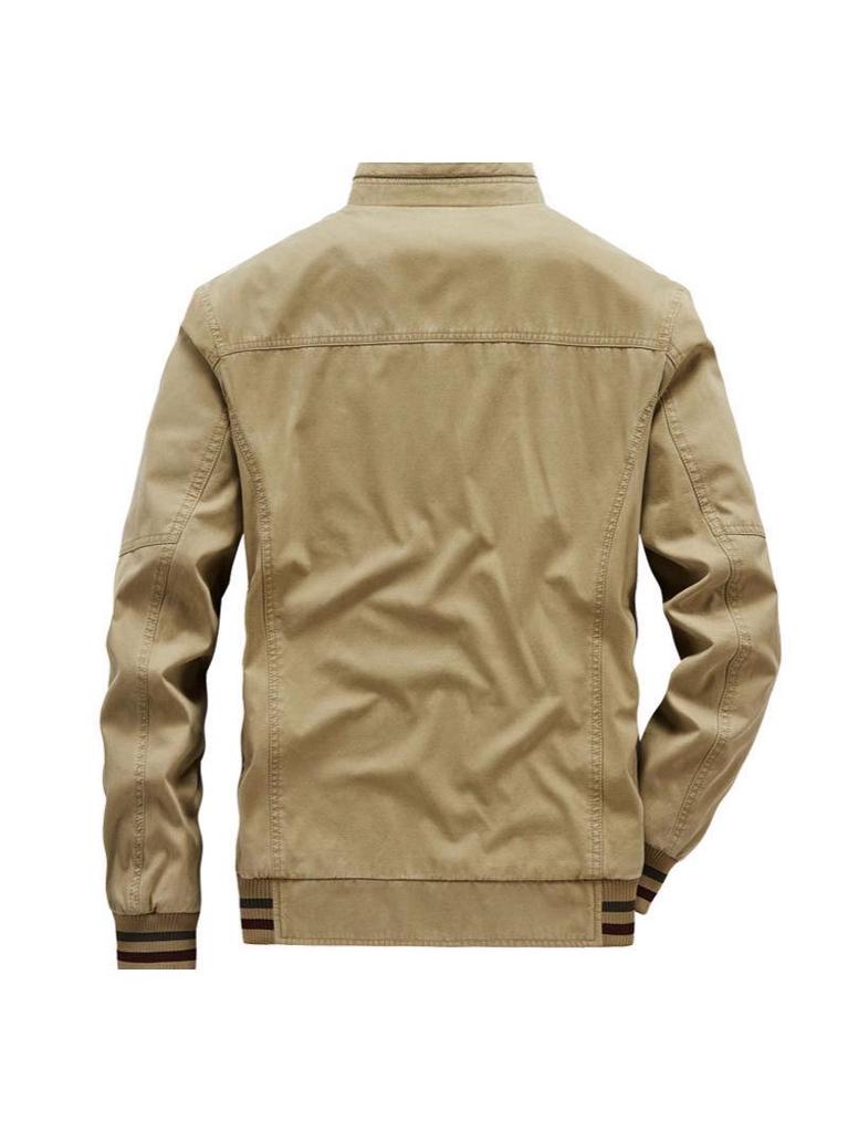 Men's Stand Collar Cotton Jacket - Loose Fit, Plus Size, Spring/Autumn Casual Top for Middle-Aged Men