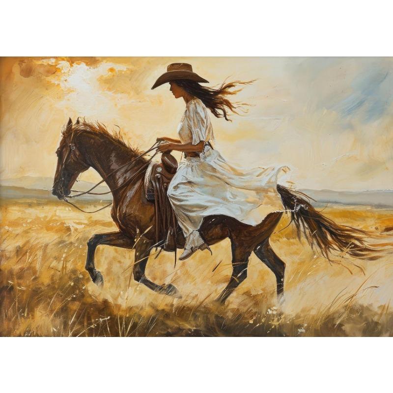 Western Cowboy Vintage Rustic Still Life Cowgirl Horse Posters and Prints Canvas Printing Wall Art Picture for Living Room Decor