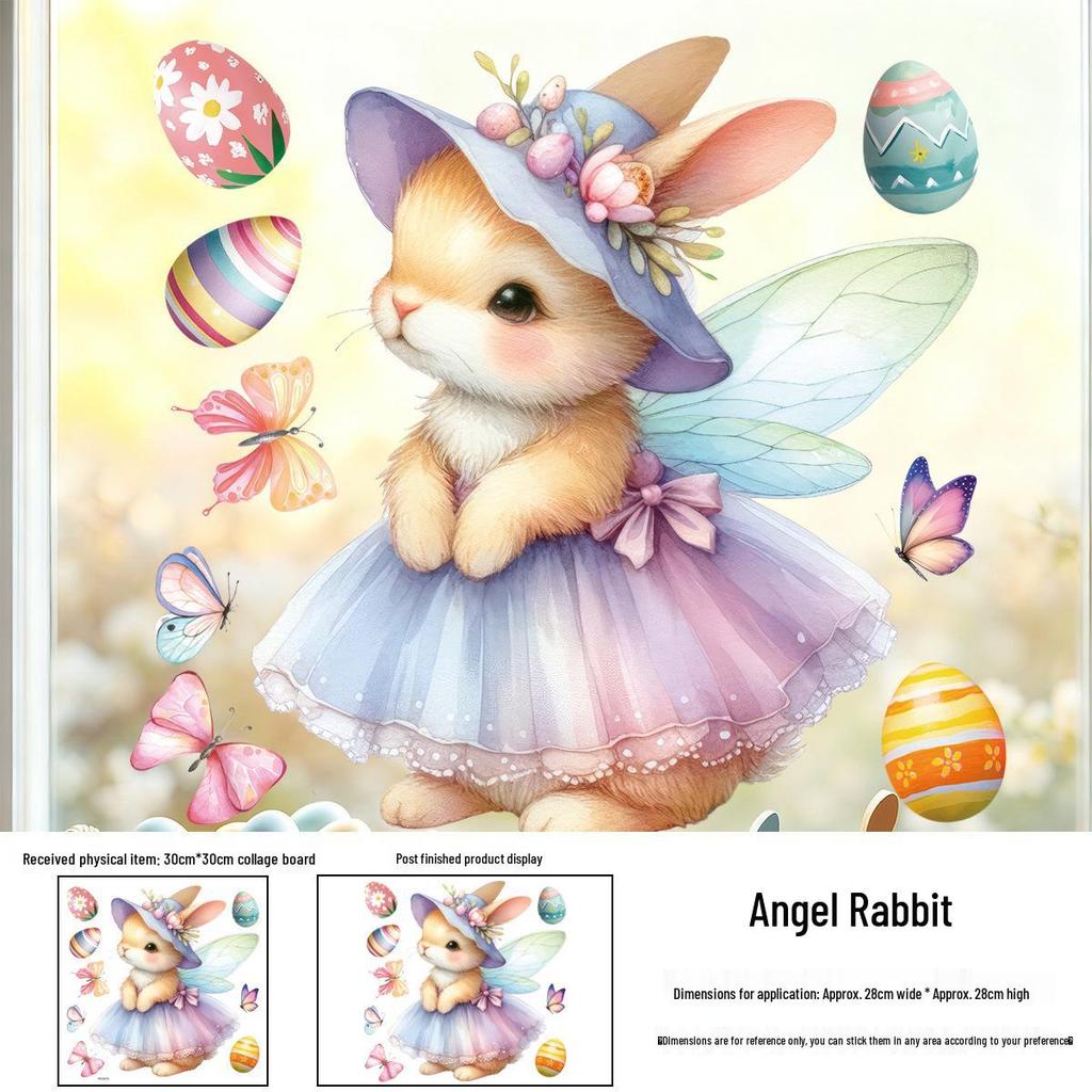 Easter Bunny & Chicks Colorful Window Stickers - Static Cling Decorations