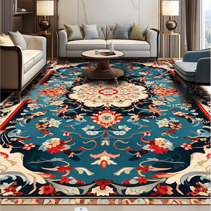Retro Bohemia Style Flowers Carpet Living Room Sofa Bedroom Study Bathroom Kitchen Entrance Door Mat Non-slip Luxury Decor Rug