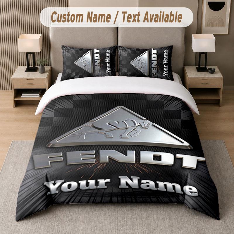 Set Biancheria da Letto Personalizzato Fendt, Stampa Nome Testo 1 Copripiumino più 2 Federe Tessile per la Casa