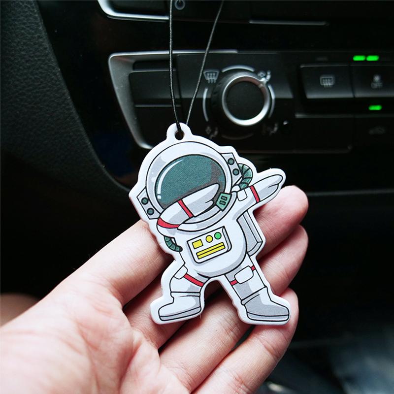 Cute Cartoon Astronaut Perfume Piece Car Rearview Mirror Hanging Car Fragrance Piece Auto Interior Decoration Accessories 2Pcs