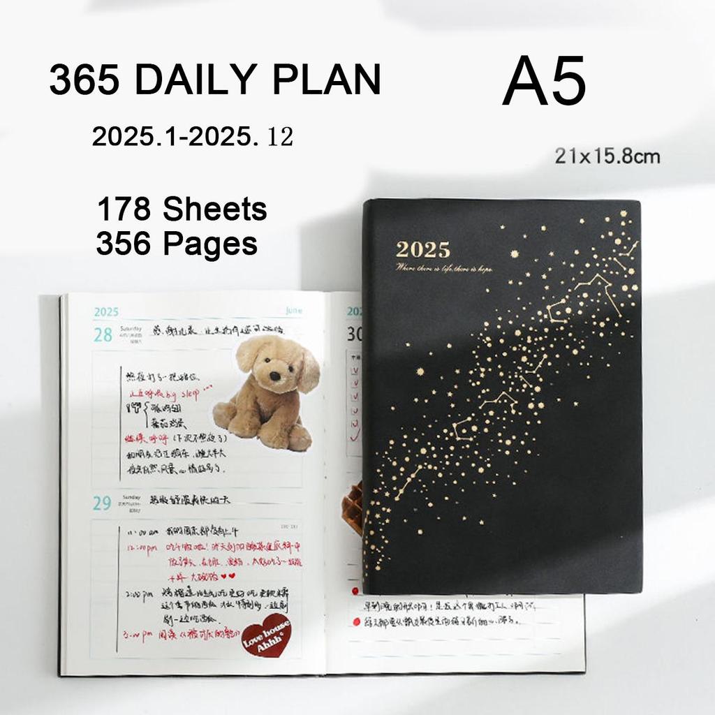 A5 Leder Studenten 2025 Zeitplaner Ganzjahresplaner Business Notizblock 365 Tage Tagesplaner Memo Notizbuch 178 Blatt 356 Seiten