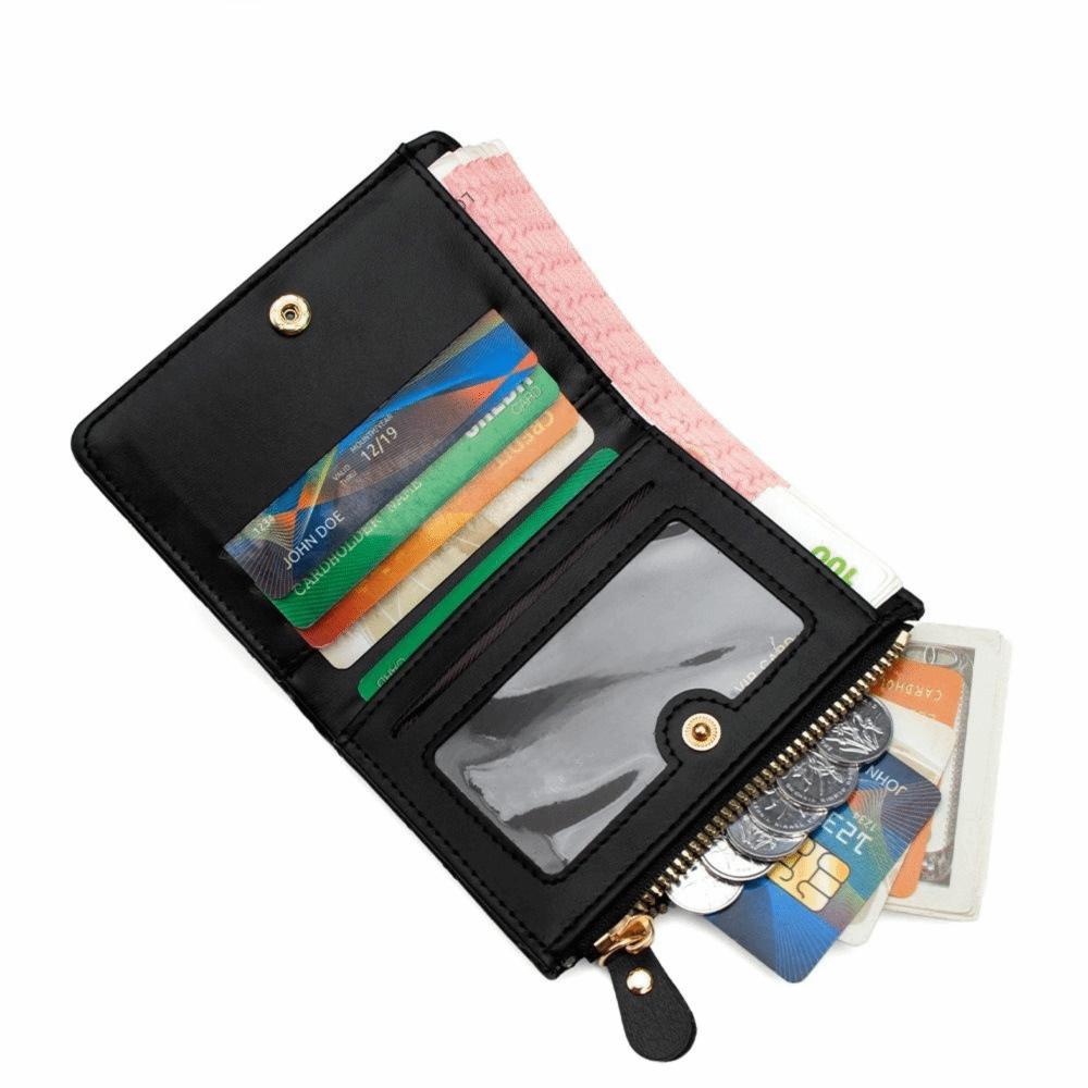 Fashion Multi-card Slots Women's Short Wallet Leather Waterproof Coin Purse Solid Color Crocodile Print Card Storage Bag