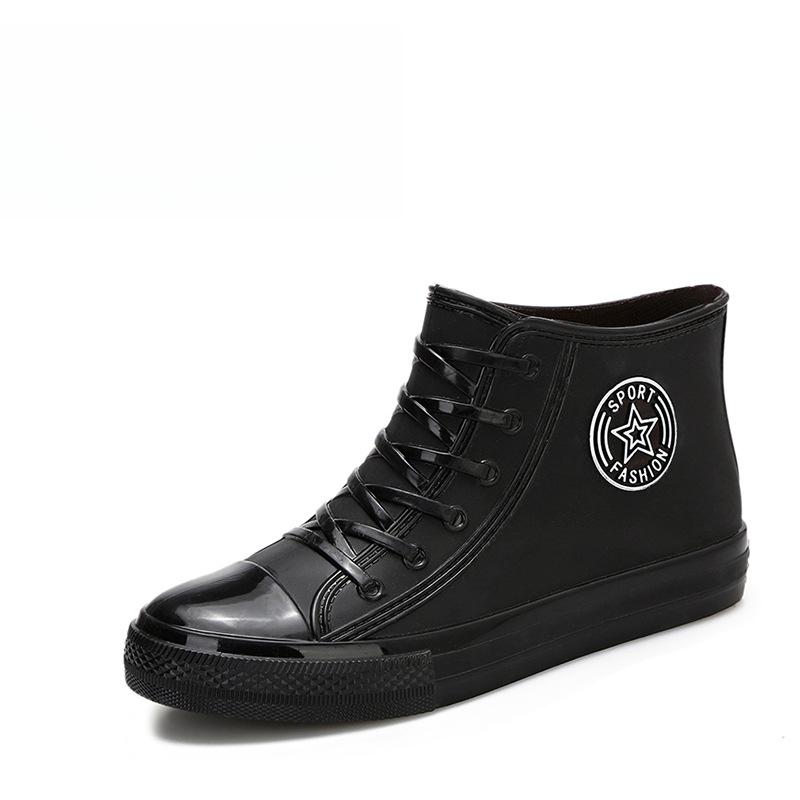 Rubber Shoes Women Waterproof Rain Boots Ankle Shoes Female Water Shoes Rain Boots Ankle Boots Cotton Cover Flats