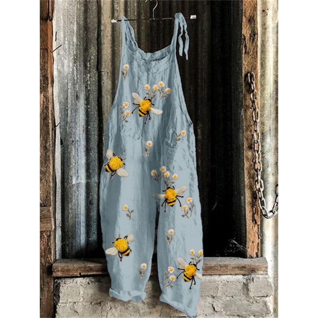 VIONA Suspenders Jumpsuits Women Print One Piece Pocket Overalls Sling Long Pants Casual Loose High Waist Rompers Y2k Streetwear
