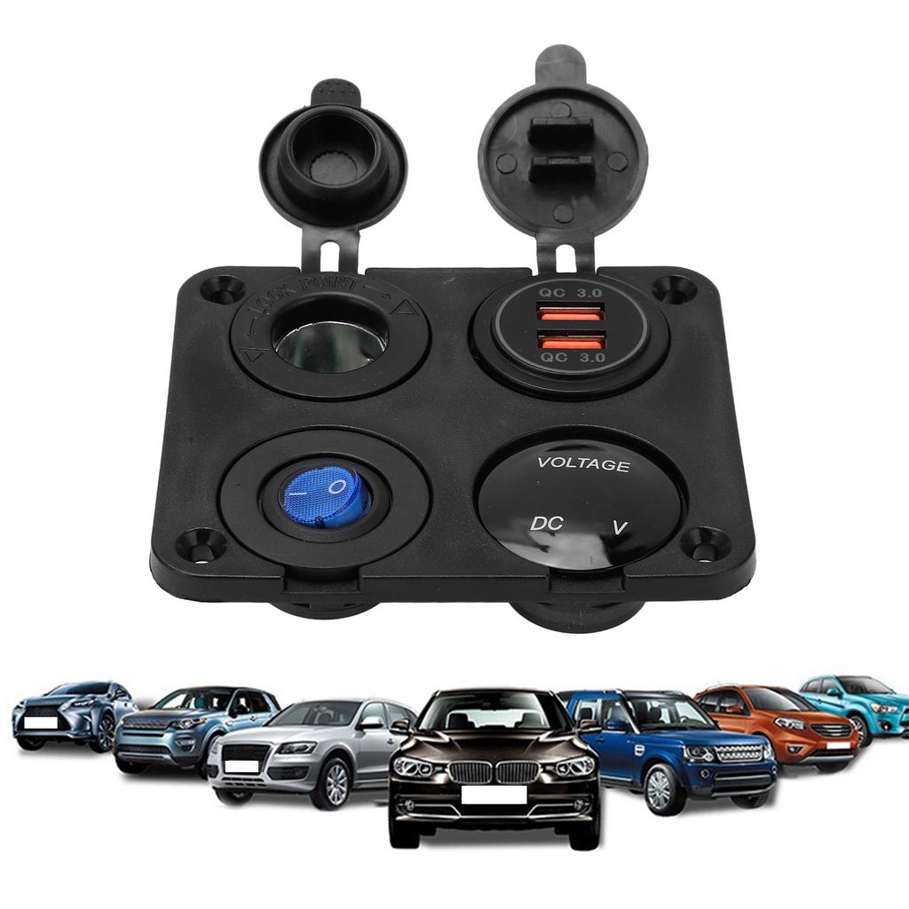 USB nabíječka do auta 4 zásuvky Vodotěsný design Inteligentní ovládání Duální port Autozásuvka pro automobily motocykly