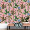 Pink Background Tropical Plant Wallpaper Green Leaves Peel And Stick Wallpaper Waterproof Tree Bathroom Kitchen Wall Decoration