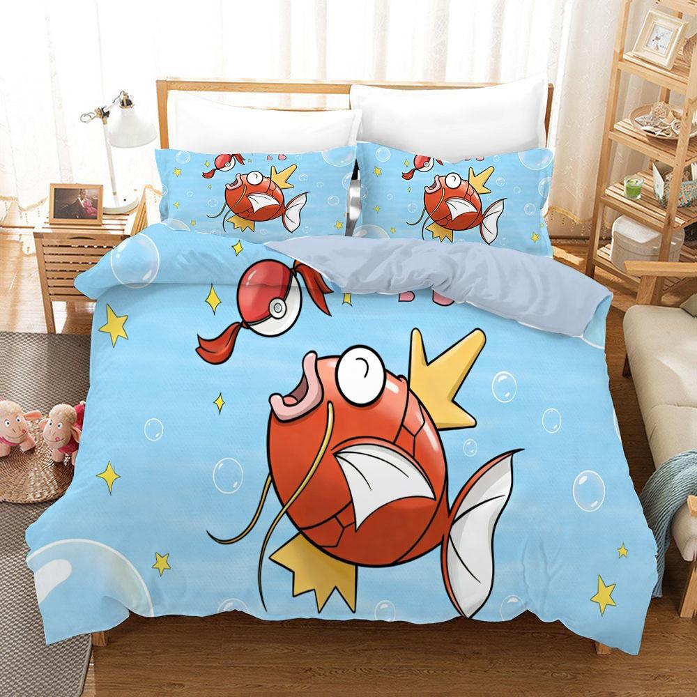 Anime Pokemons Bedding Set Cartoon Children Bedroom Quilt Cover Boy Girl Bedclothes Single Double King Pikachu Duvet Cover Gift