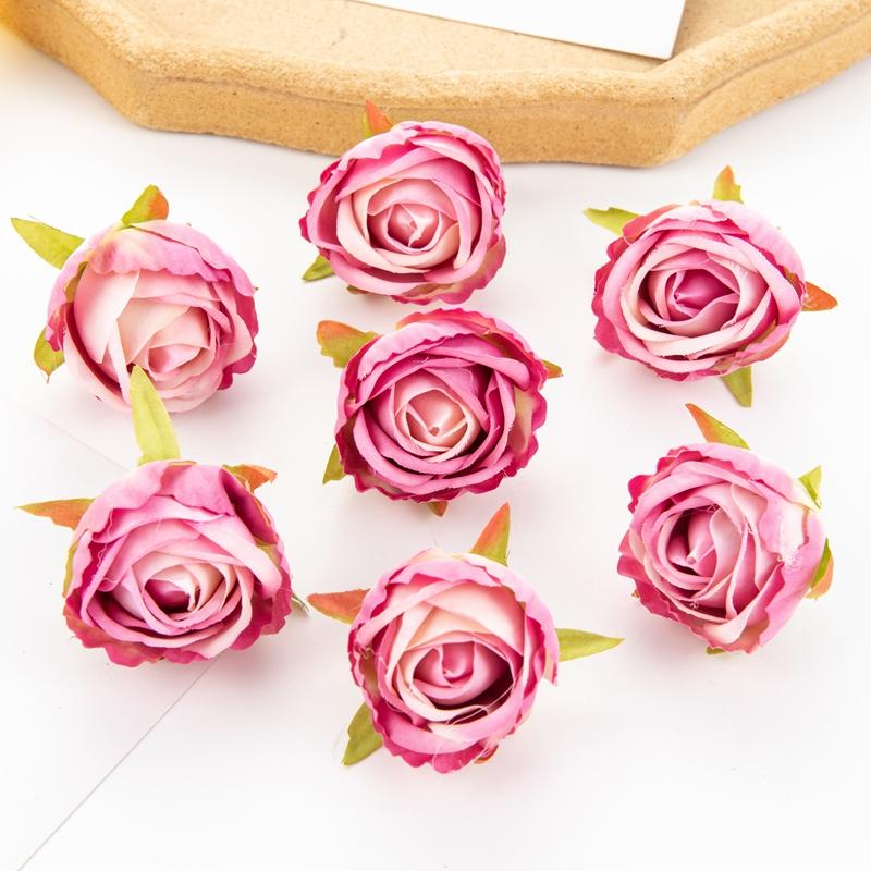 10/20pcs Artificial Flowers Scrapbook Home Room Decor Silk Diy Gifts Candy Box Cake Wedding Outdoor Fake Roses Christmas Wreaths