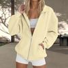 Women's  Fashion Zipper Hoodie Long Sleeve Hooded Pullover Sweatshirt Casual Solid Color Tops With Pockets