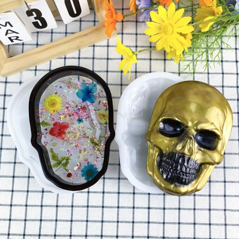 Skull Head Shaped Storage Box Silicone Mold Epoxy Resin Jewelry Container Mould Multipurpose Storage Case Molding Tool