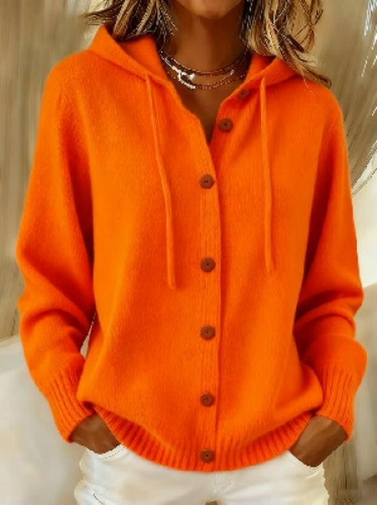 European & American Knit Button Hooded Cardigan - Women's Autumn/Winter Casual Fashion 2026