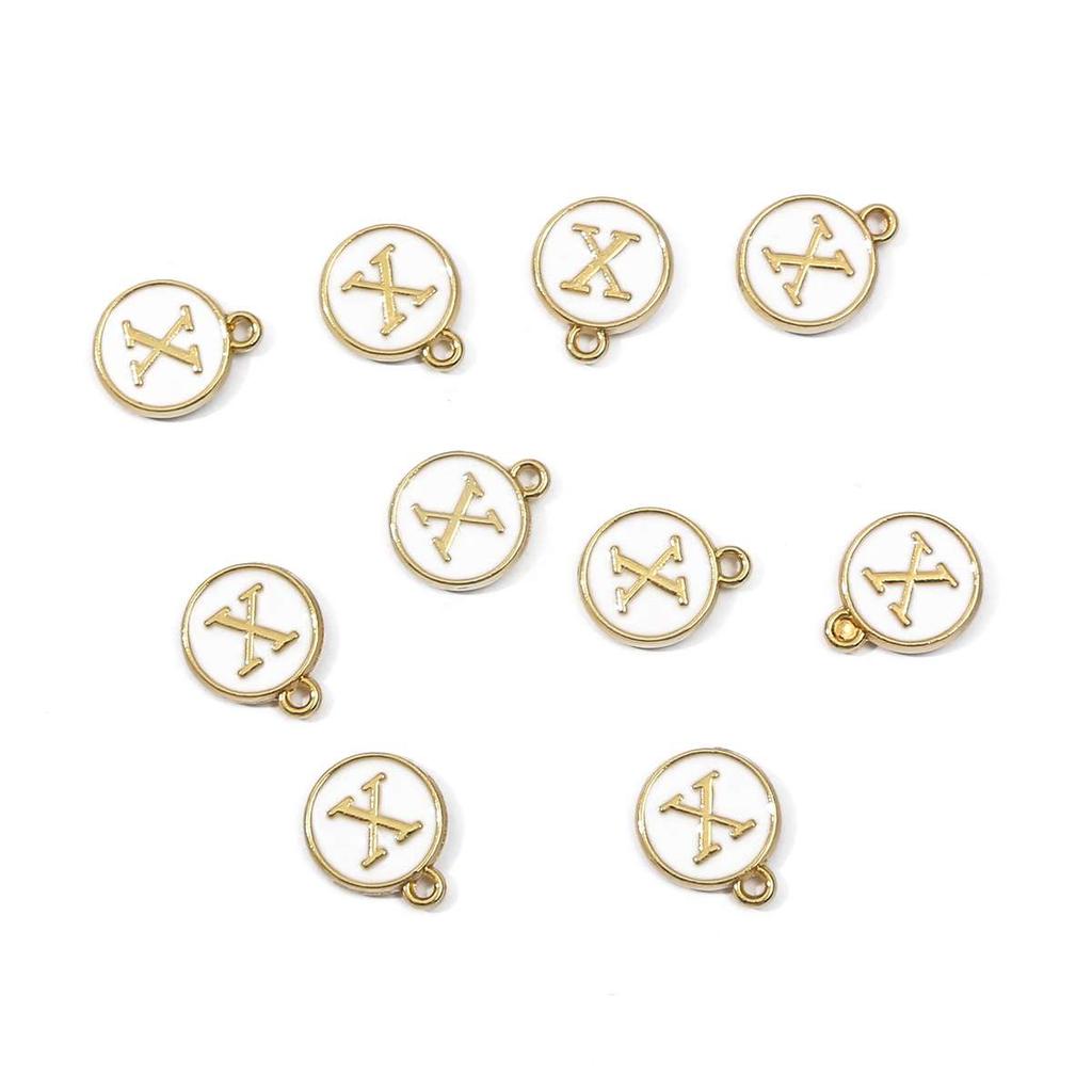 10 Uds. De dijes de letras en inglés esmaltados de Metal, colgante para fabricación de joyas DIY, accesorios para collares y pulseras