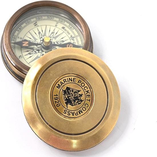5.08 Cm  Compass Replica Brass Pocket Transit Compass - Robert Frost Poem