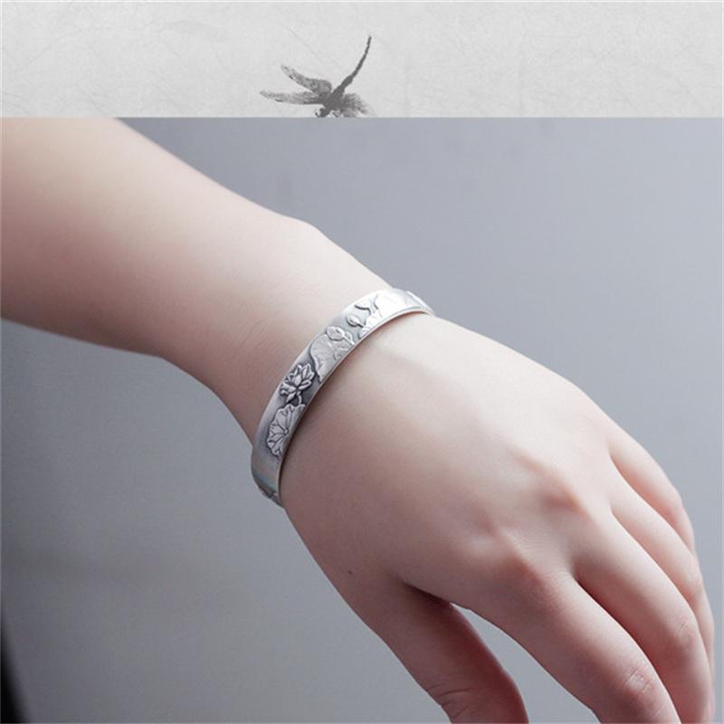 Lotusblomst Prajna Paramita Hjerte Sutra Armbånd For Dame Håndtilbehør Retro Åpningsarmbånd Kvinner Populær Jubileumsgave