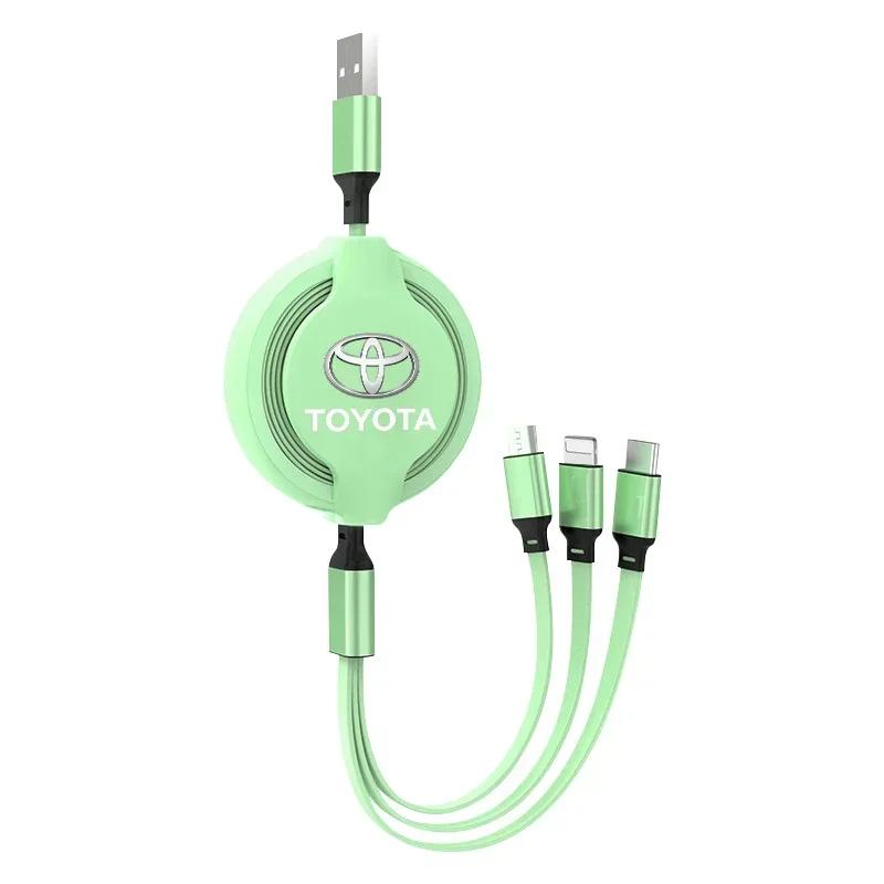 Car Accessories 3 In 1 Micro Cable Multi Charger For Toyota Corolla Yaris Chr Auris RAV4 Land Cruiser Camry Highlander