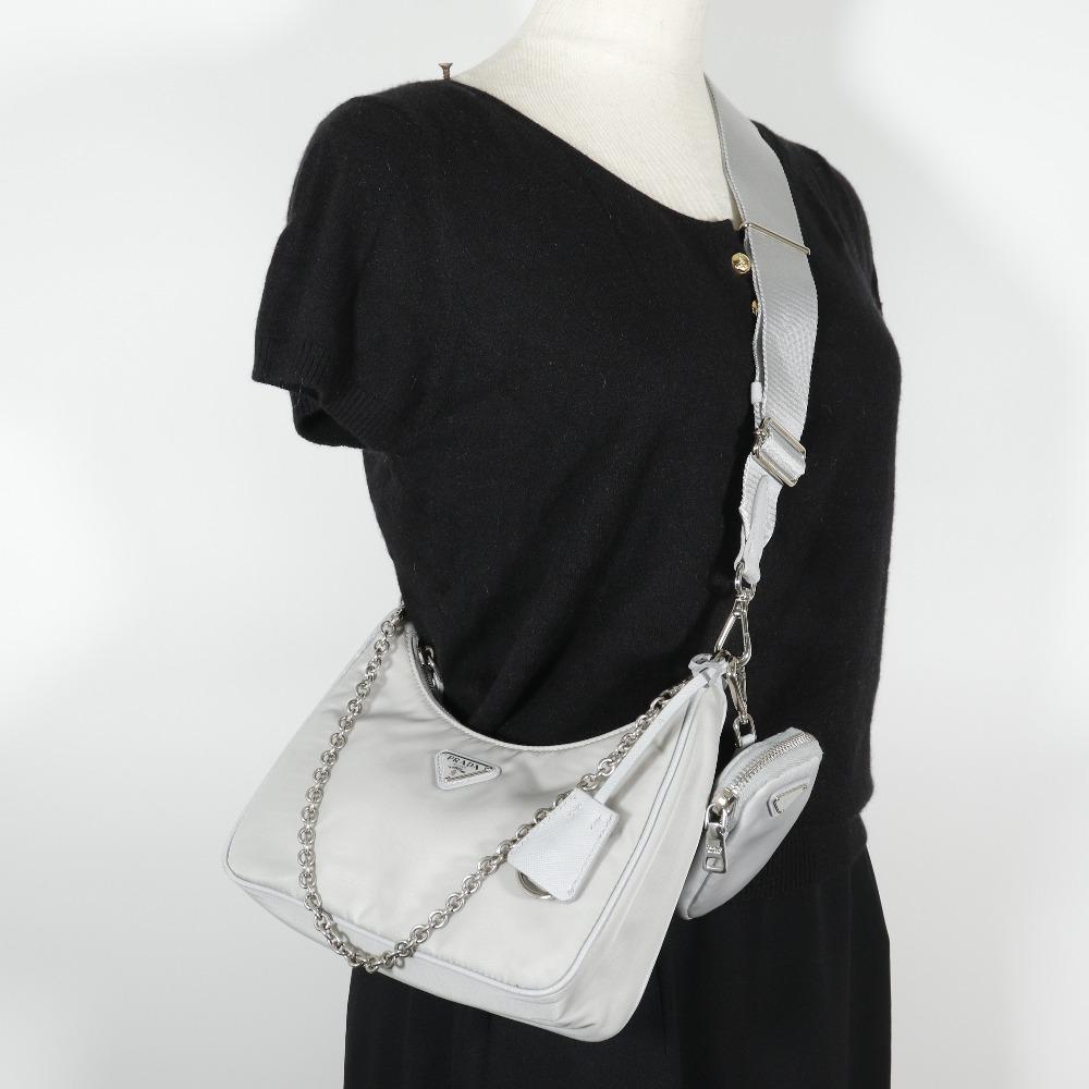 Prada Re-Edition 2005 Shoulder Bag 1BH204 2WAYShoulder FIORDALISO Gray Nylon Women Used