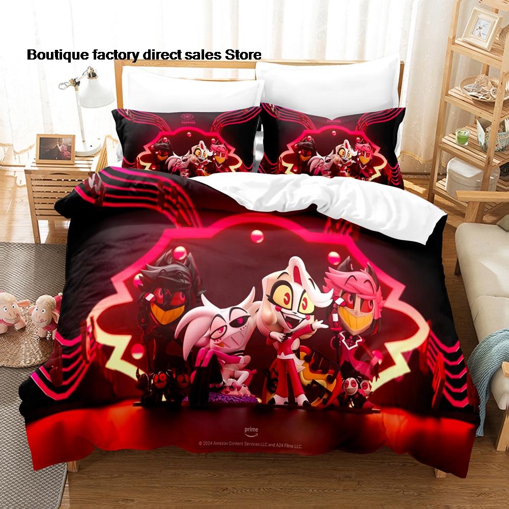 Anime Print Duvet Cover All Sizes Customizable for Fans BedroomHotHazbin Hotel Charlie Bedding Set 3PCS