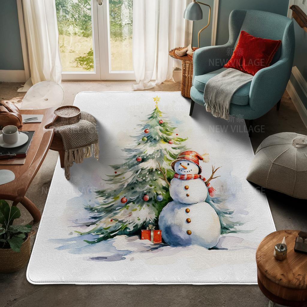 House Entrance Carpet Home Door Mat Living Room Bath Foot Bathroom Non-slip Water Absorption Rugs Bath Merry Christmas Winter