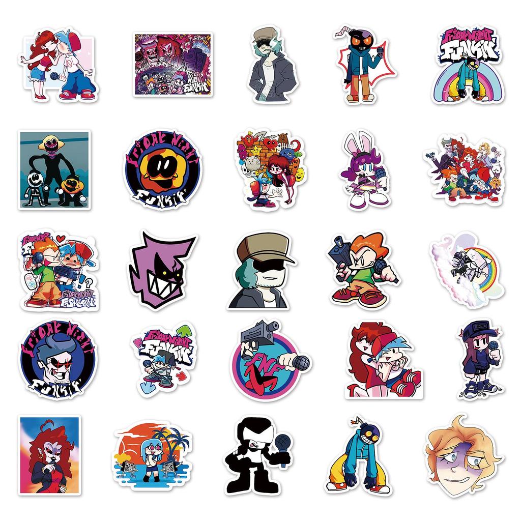 50 Friday Night Funkin' Graffiti Cartoon Game Stickers for DIY Skateboard, Water Bottle, and Suitcase