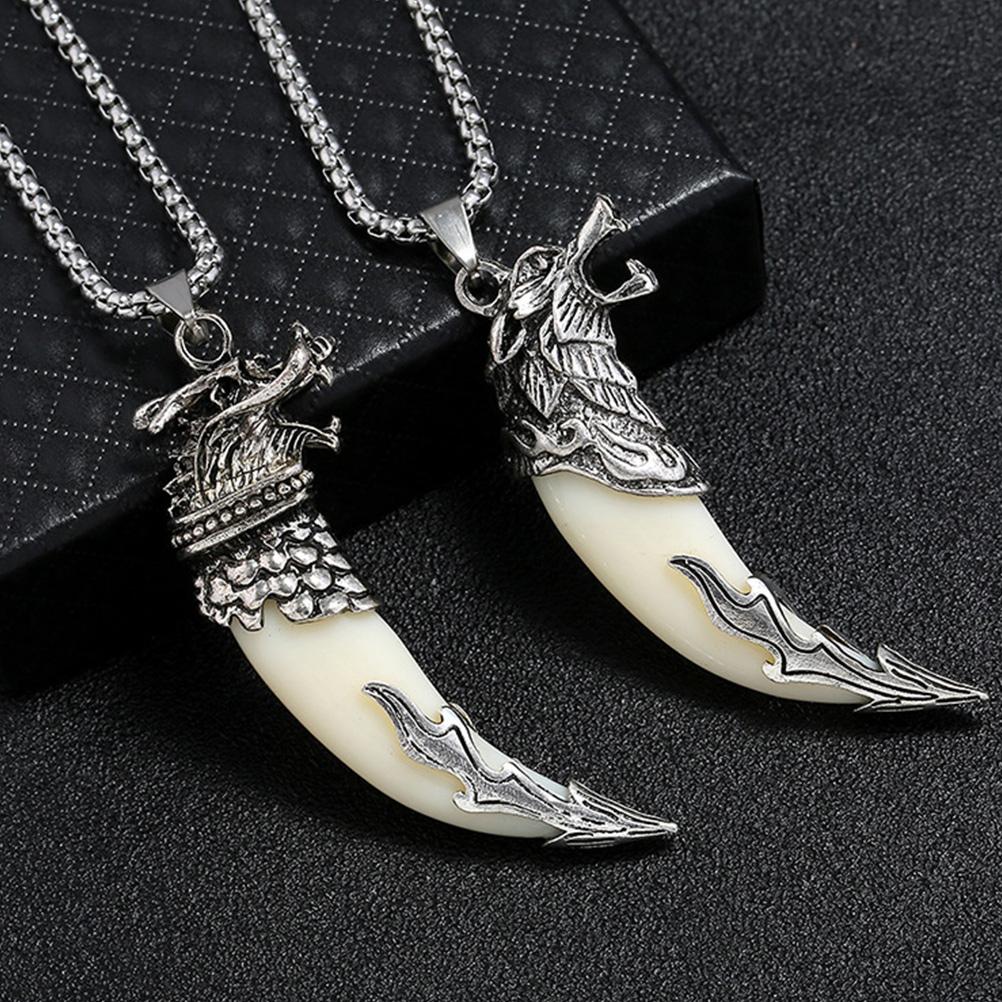 Buy 2PCS Cool Male Necklace Wolf Head 
