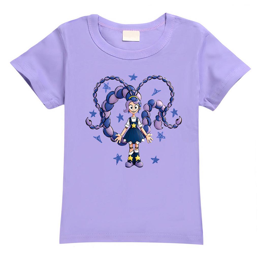 4140 Kids Girls Lily Lovebraids Cartoon Print Short Sleeves Casual T-Shirt