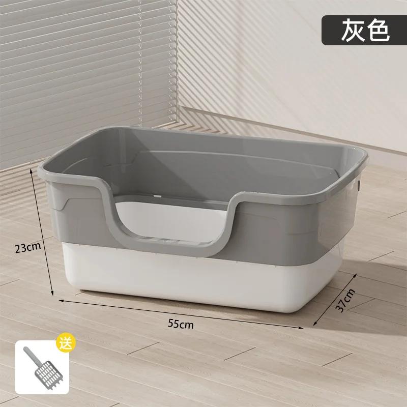 Integrierte Katzentoilette, abnehmbare, halbgeschlossene Katzentoilette, offen, spritzwassergeschützt, große Haustiertoilette