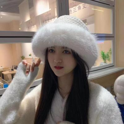 Imitation Fox Fur Velvet Cap Star With The Same Paragraph Winter Show Face Beanie Hat Thickened Warm Fisherman Hat Women's Hat