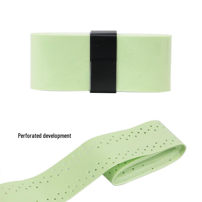 Elastic Perforated PU Leather Overgrip for Badminton, Tennis & Table Tennis Rackets, Fishing Rods with Ribbed Sweatband