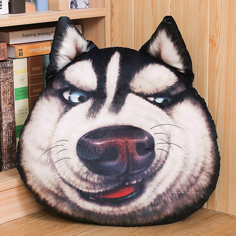 3D Creative Husky Plush Toy Pillow Doll Funny God and Annoyed Dog Head Valentine's Day Girl Birthday Gift