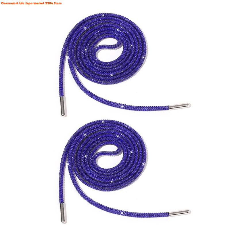 2Pcs Rhinestones Shoelaces 140cm Glitter Round Laces Shining Crystal Shoe Lace Strings Drawstring Cords Replacement