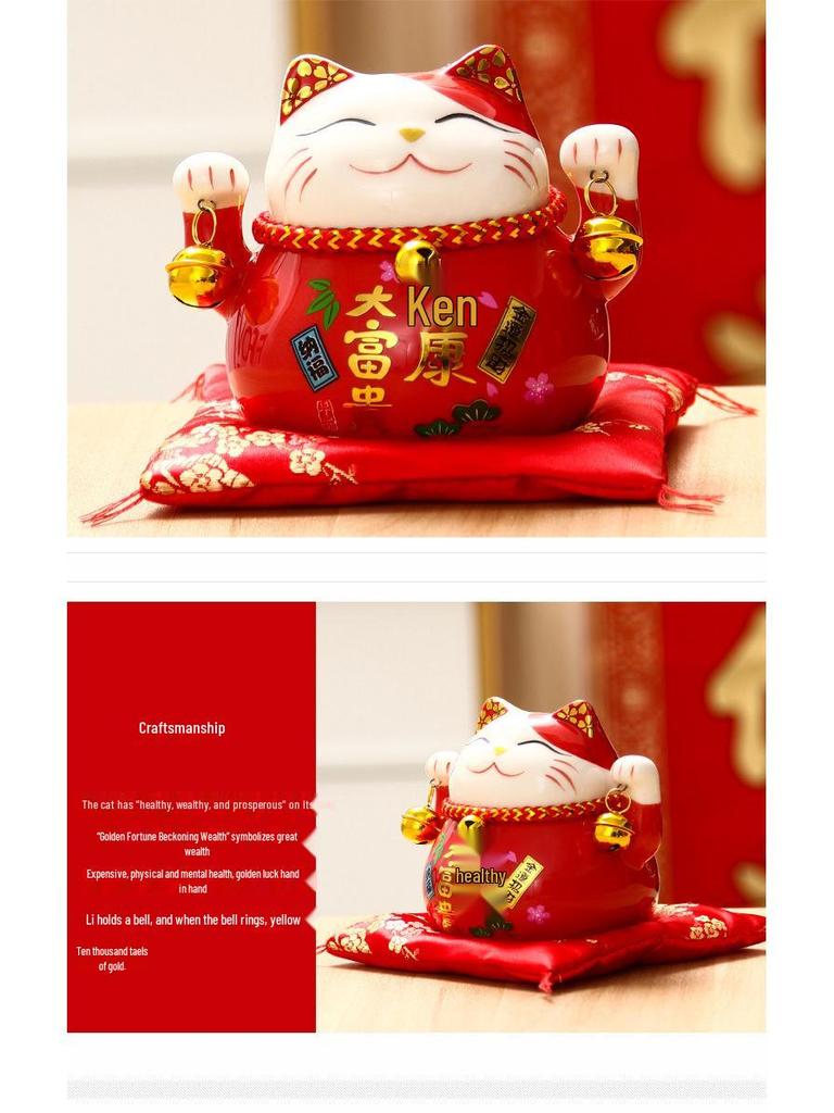 Creative Japanese Fortune Cat Ceramic Piggy Bank - Lucky Gift for Store Openings