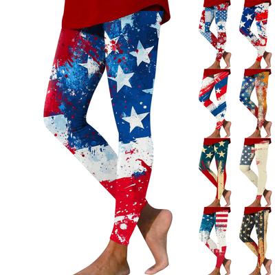 Γυναικείο Casual Μόδα Εξωτερικού Χώρου Ημέρα Ανεξαρτησίας Τυπωμένο Στενό Ελαστικό Παντελόνι Γιόγκα Κοντό Παντελόνι