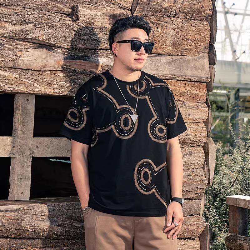 Stretch Fit Anti-wrinkle Loose Men's Short-sleeved Ice Cool Feeling Fashion Short-sleeved Top Cotton Comfortable Lightweight T-shirt