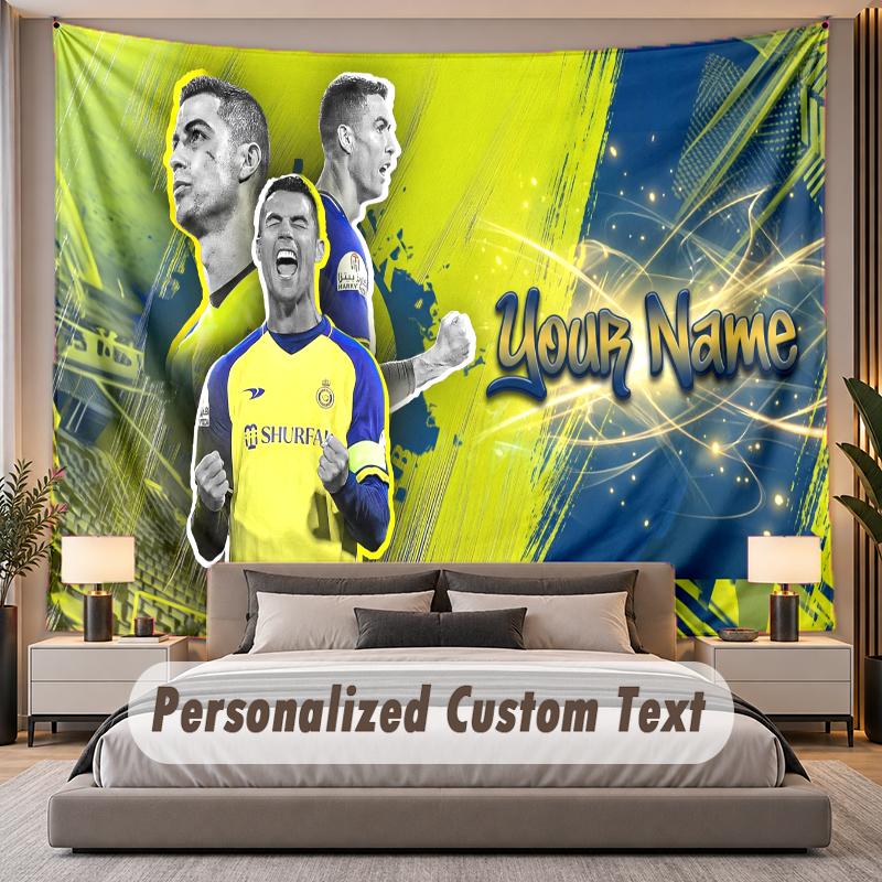 Custom Name Text Tapestry Cristiano Ronaldo Personalized Polyester Wall Tapestry For Bedroom And Room