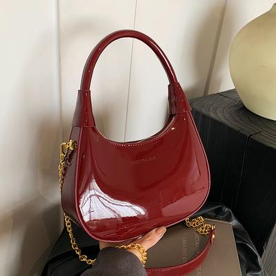 Neue Mode High-End Textur Lackleder Tragbare Halbmondtasche Temperament Leichter Luxus Vielseitig Pendler Messenger Damentasche
