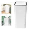 Press Type Trash Can with Cover 15L Capacity Plastic Garbage Bin for Bathroom Toilet Kitchen White