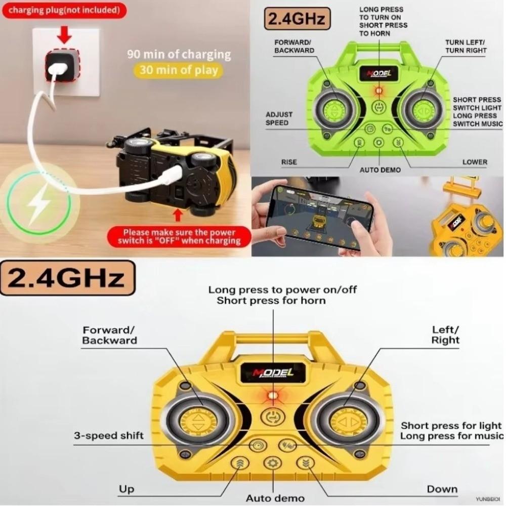 2.4G Hz Remote Control Forklift 1:64 Scale Engineering Truck RC Excavator Festival Gifts