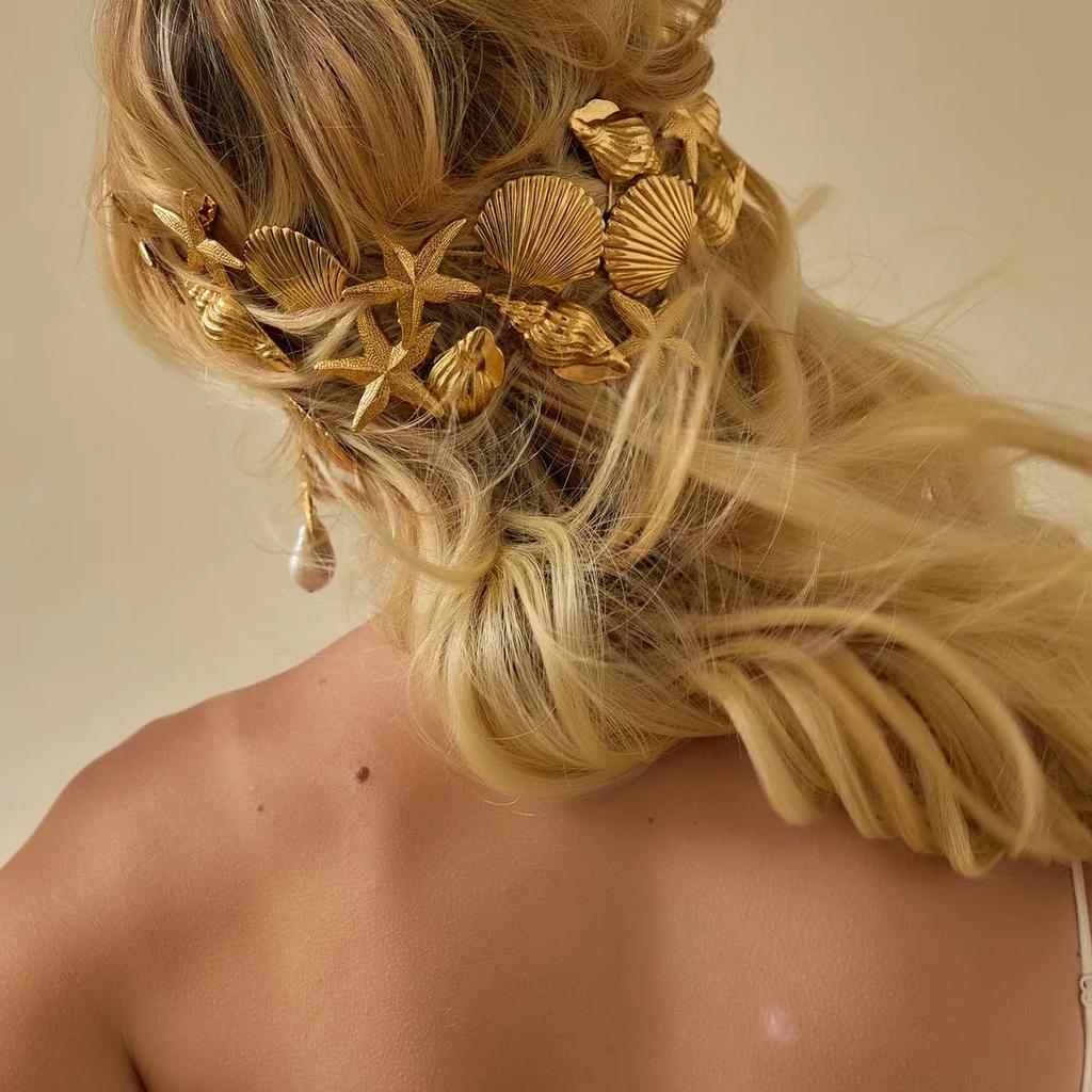 ins wind alloy hairpin, European and American ocean duck bill clip starfish niche high-end conch hair accessories