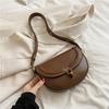 Luxury Designer PU Leather Saddle Bag for Women Fashion Trend Shoulder Bag Ladies Handbag and Purse