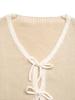 European 2026 Autumn/Winter Elegant Color Block Cardigan with Bow Tie and Piping Details