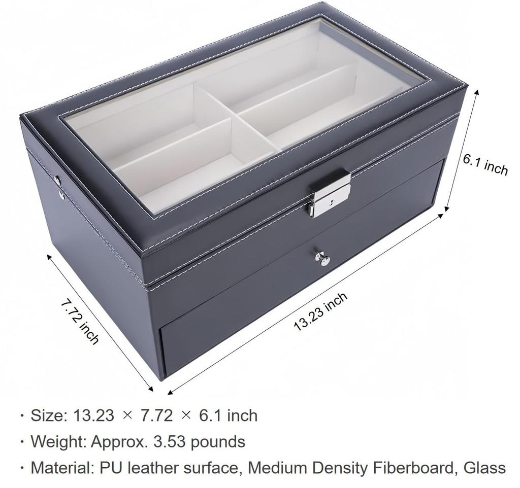 Haverain Sunglasses Reading Glasses Accessory Storage PU Eyeglasses Jewelry Collection Case 12 Case, Eyeglasses, Storage, Box, Material, & Management,