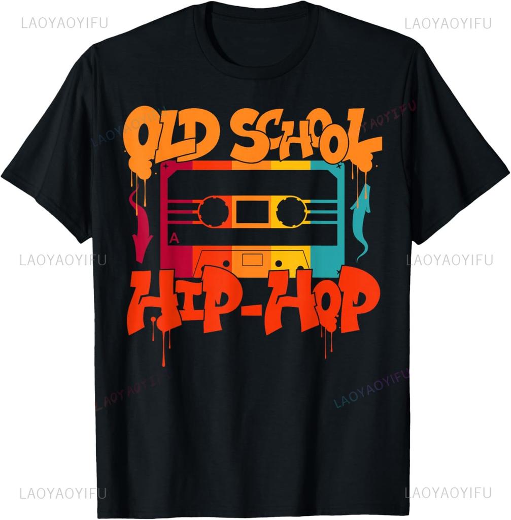 Retro Old School Hip Hop 80s 90s Graffiti Cassette T-Shirt Streetwear Custom T-Shirt Mens Clothing Printed T-shirt