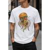 Plus Size - Men's T-Shirt S-5XL Featuring a Whimsical Burger Jellyfish Graphic Print - A Casual Short-Sleeve Crew-Neck Top With a Relaxed Fit,
