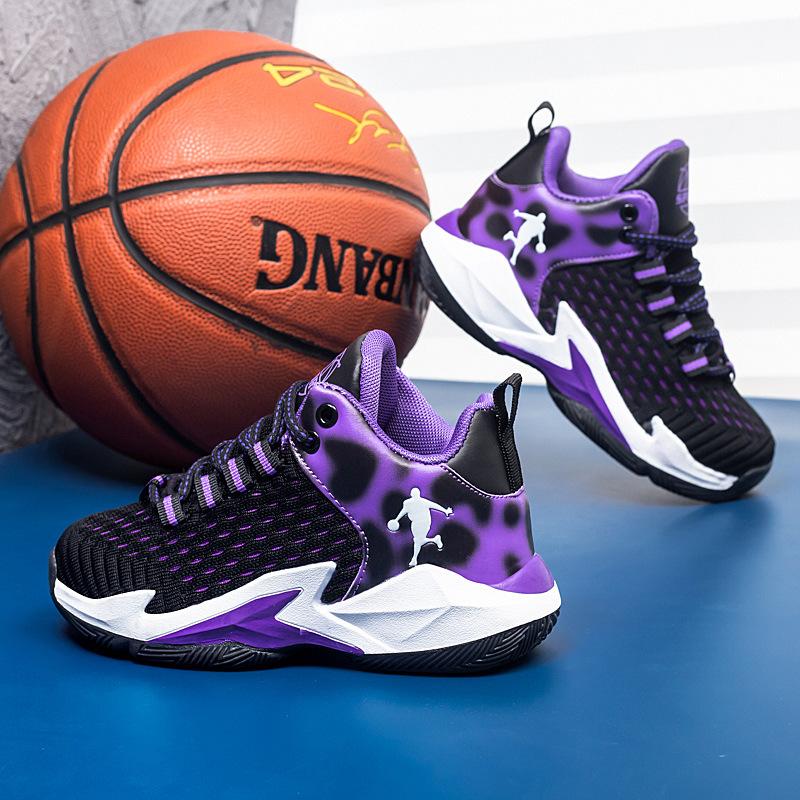 

Leather professional children s basketball shoes men s non-slip student sports summer breathable sound shoes high face sneakers women 40