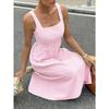 Damen Freizeitmode Quadratischer Ausschnitt Ärmellos Color Block Gestreift Hohe Taille Langes Kleid