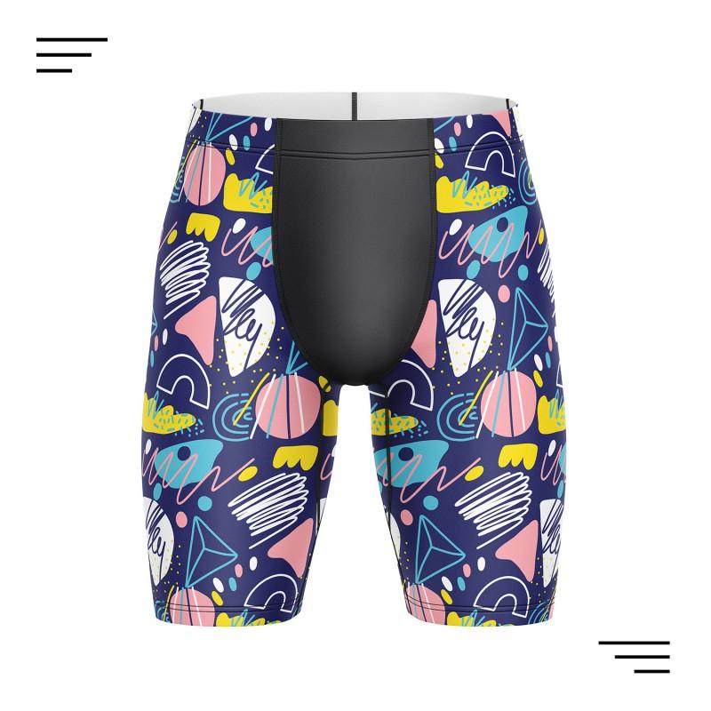 2026 Trendy Abstract Print Swim Trunks Loose Fit Mid-Thigh Board Shorts Men Multiple Sizes S 40-50 kg