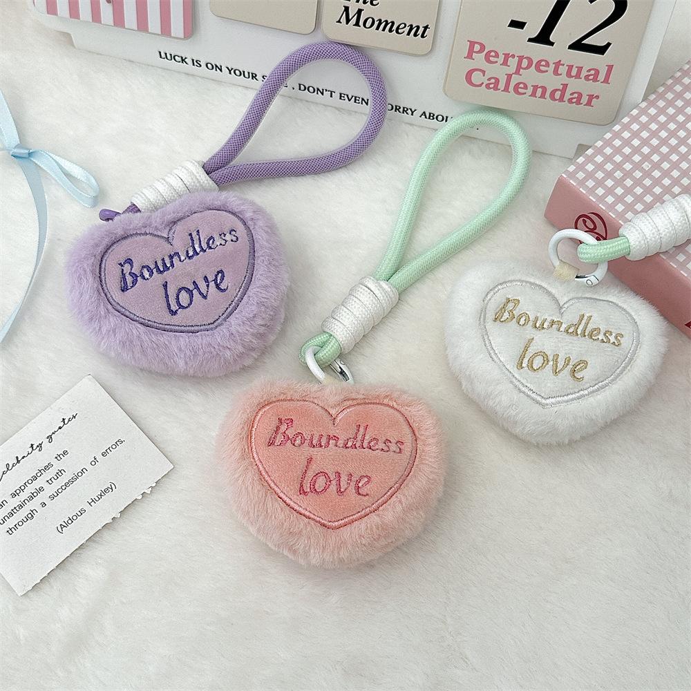 11 Plush Heart Keychain Student Canvas Bag Pendant Decoration Children's Backpack Pendant Mobile Phone Lanyard